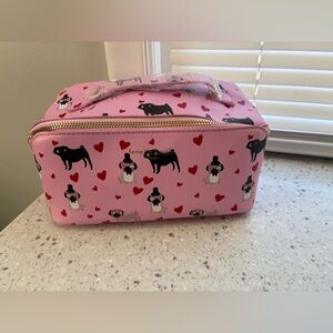 NWOT Fenella Smith London Dopp bag -Pink Pug Heart Print Cosmetic Pouch